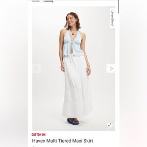 Cotton On Haven White Tiered Maxi Skirt size US 8